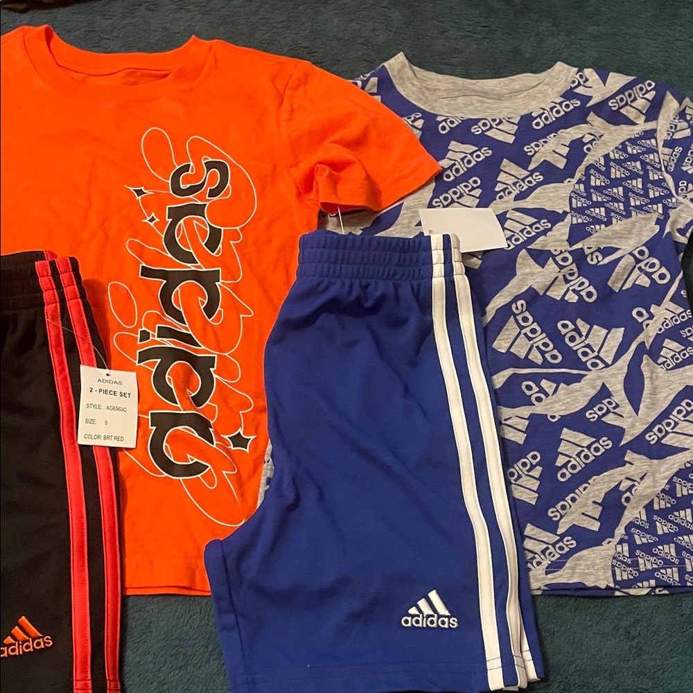 Adidas Orange Tee and Blue Shorts Set